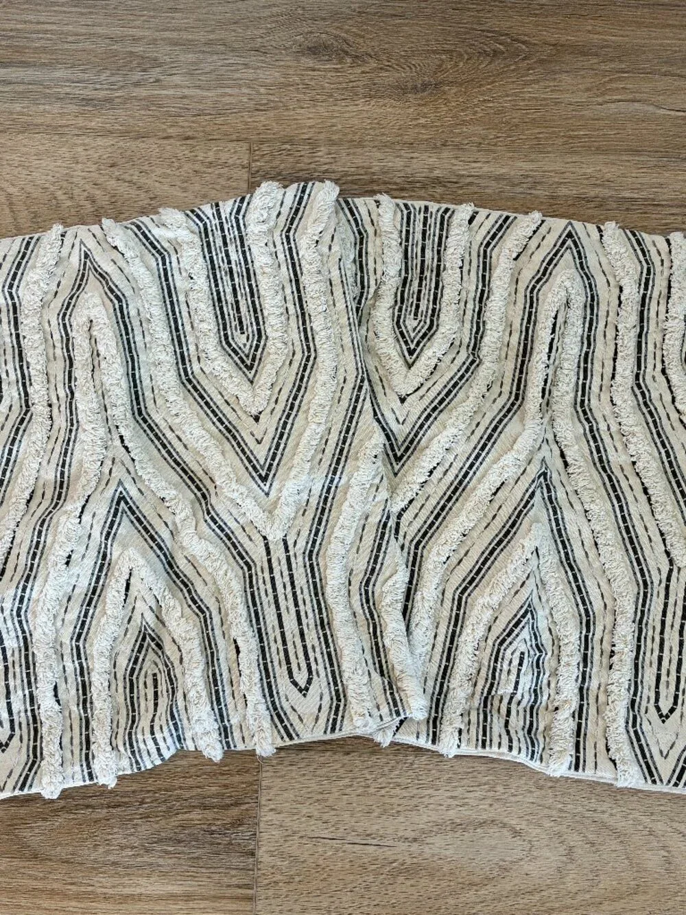 Celerie Kemble Throw Pillow Covers Set of 2 Geometric Fringe 18x18 Square